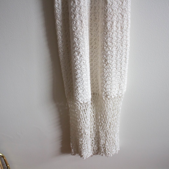 VINTAGE HANDMADE CROCHET CREAM DRESS BOHEMIAN - Picture 3 of 5